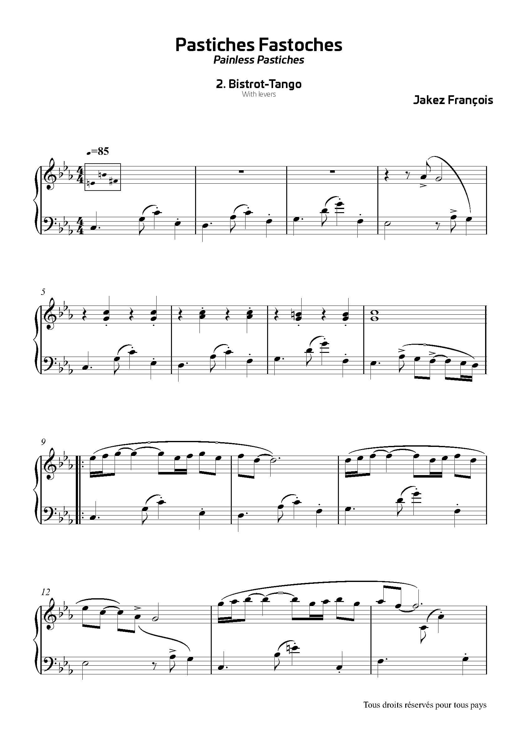 FRANCOIS Jakez : Pastisches Fastoches, 2. Bistrot Tango