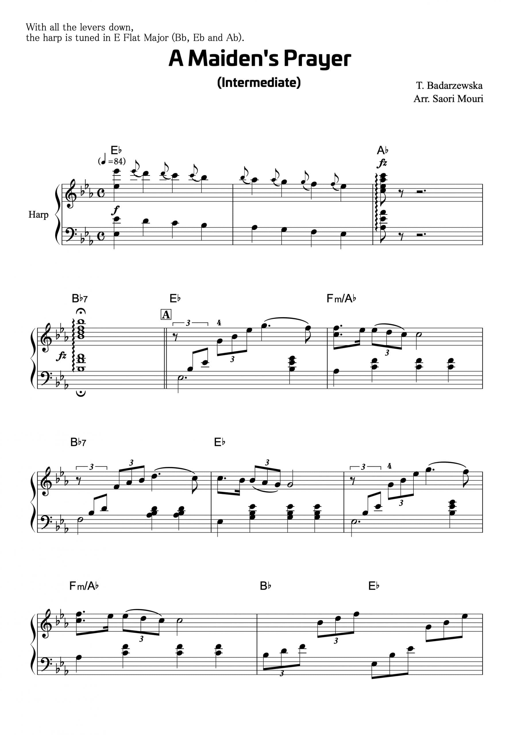 BADARZEWSKA T.: A Maiden's Prayer, arrangement by Saori Mouri