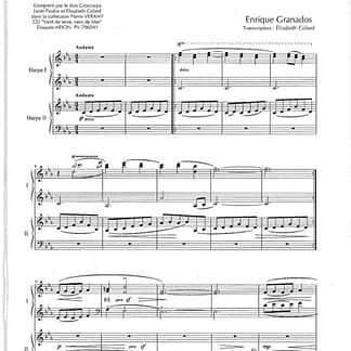 GRANADOS E : Danza Oriental for 2 harps (Danzas Espanolas N°2)