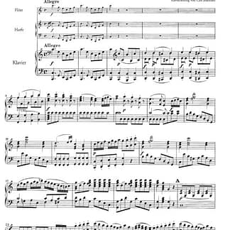 MOZART W.A. : Konzert für Flöte und Harfe, mit vereinfachtem Auszug