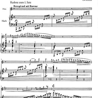 MOZART W.A. : 3 Kadenzen für das Konzert für Flöte und Harfe / Reinecke