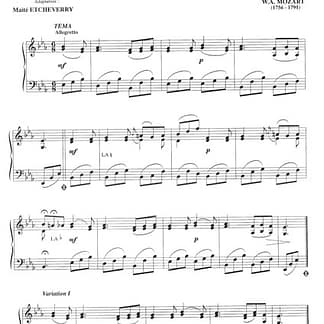 MOZART W.A. : Theme Varie sur la belle Françoise/Etcheverry