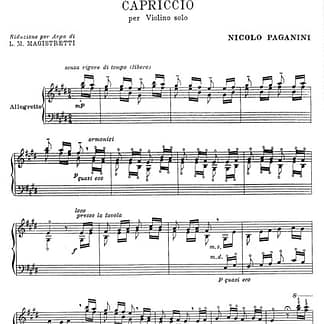 PAGANINI Nicolo : La Caccia (reduction for harp by Magistretti)