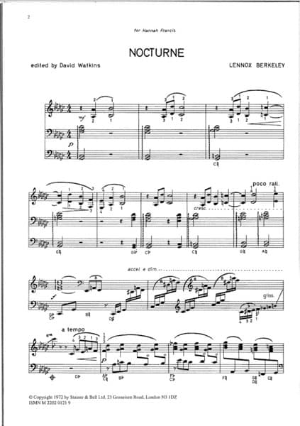 BERKELEY Lennox : Nocturne for Harp