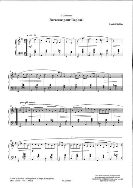 CHALLAN Annie : Berceuse pour Raphael