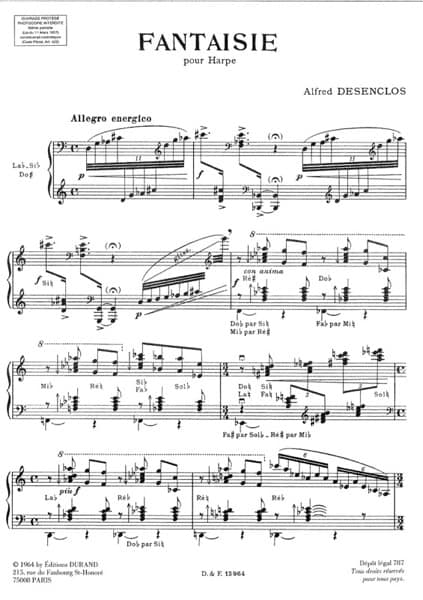 DESENCLOS Alfred : Fantaisie Pour Harpe