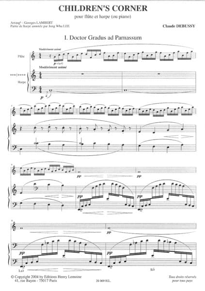 DEBUSSY Claude : Children's Corner for flute and harp or piano