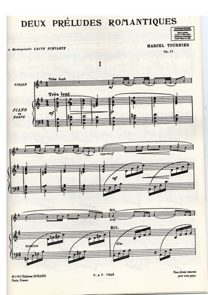 TOURNIER Marcel : 2 Preludes Romantiques Opus 17 - DF7349