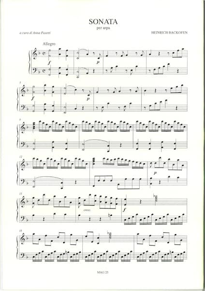 BACKOFEN Johann G.H. : Sonata per Arpa (Pasetti) MAG 25