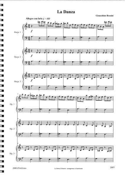GOURLAOUEN A. : Danza de Rossini, für Pedalharfen- oder Hakenharfen-Trio – Bild 2