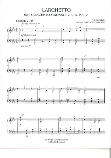 HAENDEL Georg Friedrich : Larghetto - Arr. F. Pomeranz