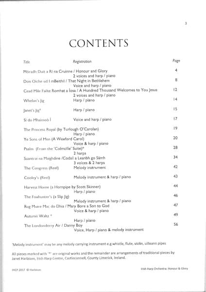 HARBISON Janet : Honour & Glory : The Music Book (see contents for instrumentation) - Image 2