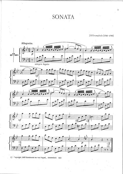 KRUMPHOLTZ Johann : Sonata in B Flat Major
