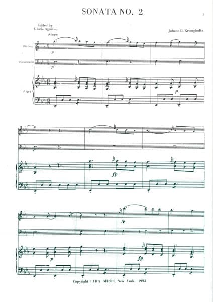 KRUMPHOLTZ Johann : 4 Sonaten, für Violine, Callo und Harfe, N° 2