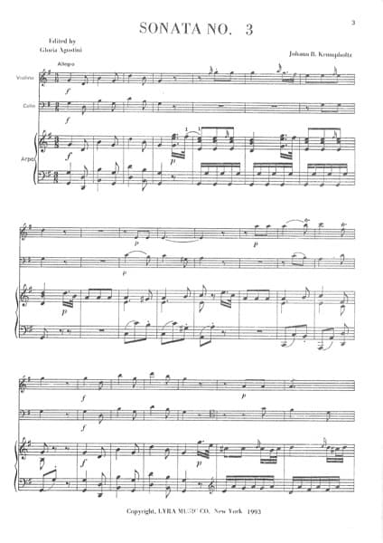KRUMPHOLTZ Johann : 4 Sonaten, für Violine, Callo und Harfe, N° 3