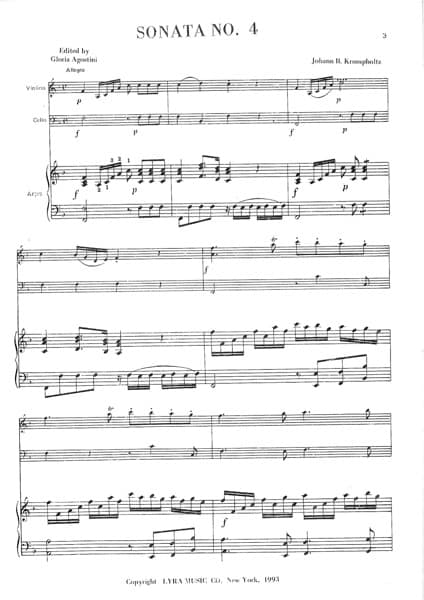 KRUMPHOLTZ Johann : 4 Sonaten, für Violine, Callo und Harfe, N° 4