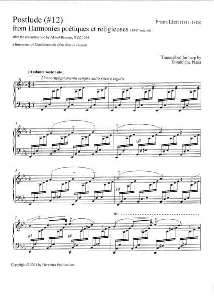 LISZT Franz : Postlude - Transkription: D. Piana