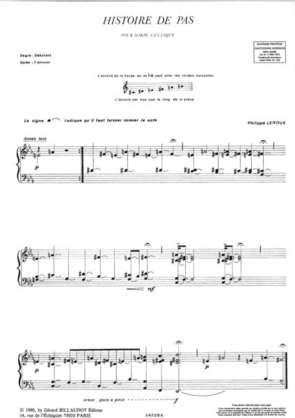 LEROUX Philippe : Histoire de Pas - Histoire Furtive, for lever harp