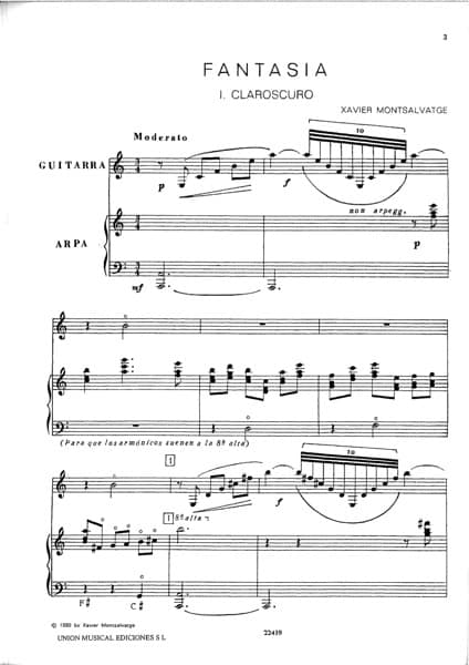 MONTSALVATGE Xavier : Fantasia pour Guitare et Harpe