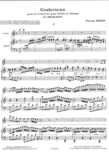 MOZART W.A. : Cadences Pour le Concerto Flute et H / Houdy