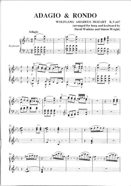 MOZART W.A : piano accompaniment for the Adagio and Rondo K617