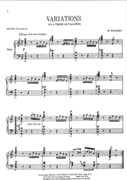 MCHEDELOV M. : Variations on a Theme of Paganini