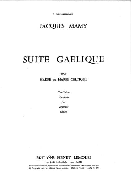 MAMY Jacques : Suite Gaelique (PH/HH)