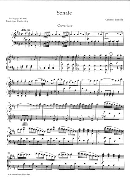PAISIELLO Giovanni : Sonata for harp (accomp. violin ad lib.)