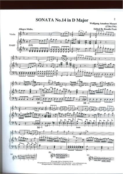 MOZART W.A. : 2 sonatas in D & G Major arr.PRATT for violin and PH