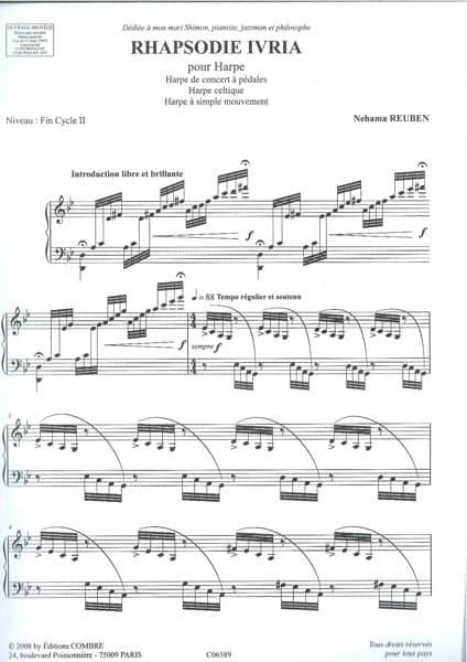 REUBEN Nehama : Rhapsodie Ivria pour Harpe