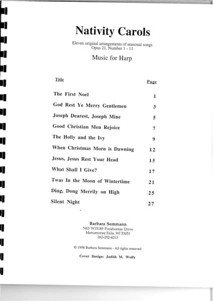 SEMMANN Barbara : Nativity Carols 1 (Opus 21)