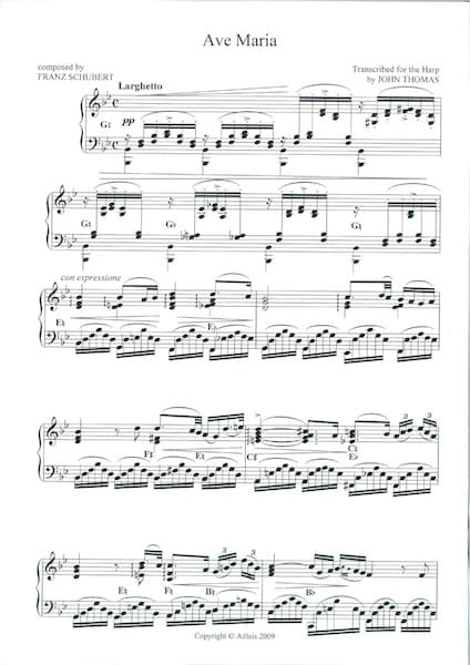 SCHUBERT Franz : Ave Maria (Harfe solo) - arr.THOMAS John