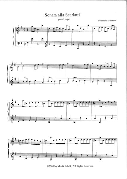 TAILLEFERRE Germaine : Sonata alla Scarlatti