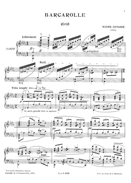 ROGER-DUCASSE : Barcarolle (1906)
