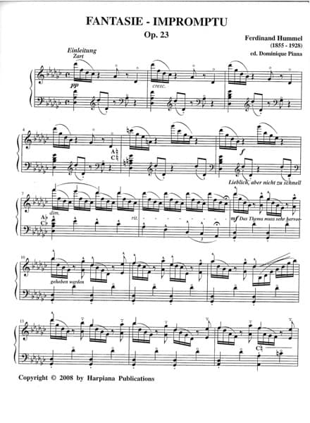 HUMMEL Ferdinand : Fantasie - Impromptu Opus 23 - REF.RR115