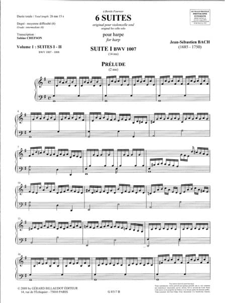 BACH J.S. : 6 Suites Vol 1 (suites I-II) - arr.CHEFSON