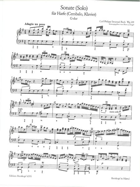 BACH C. Philipp Emanuel : Sonate en Sol Majeur