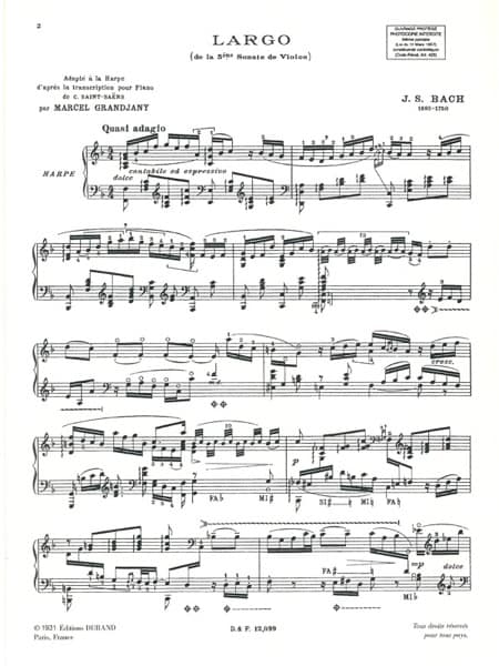 BACH, Johann Sebastian: 6 Pieces Classiques : Largo / Grandjany