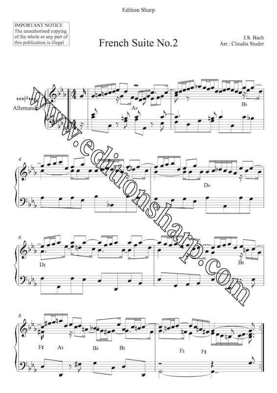 BACH J.S. : French Suite n°2 - Arr. STUDER Claudia – Bild 2