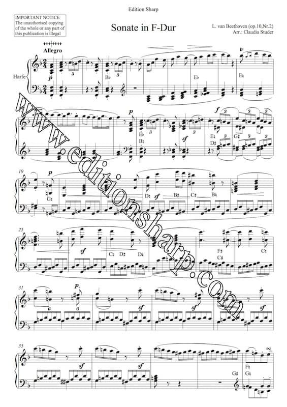 BEETHOVEN L.V. : Sonate Op. 10, n°2 - Arr. STUDER Claudia – Bild 2