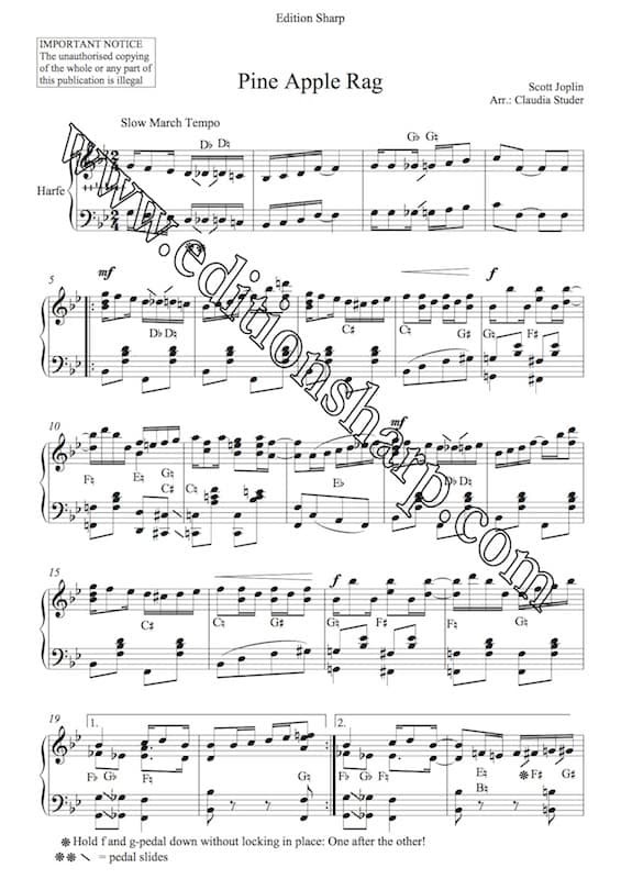 JOPLIN S. : Pine Apple Rag (Fortgeschrittene) - Arr. STUDER Claudia – Bild 2
