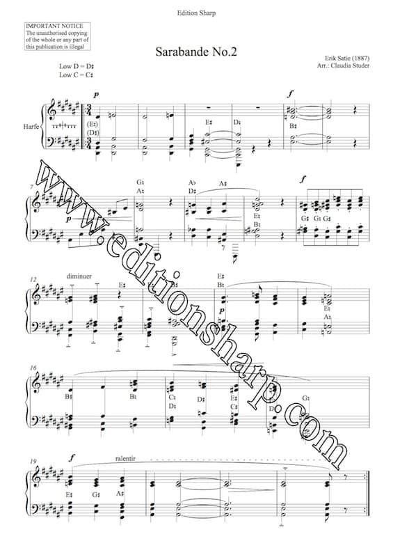 SATIE Erik : Sarabande n° 2 - Ar. STUDER Claudia – Image 2