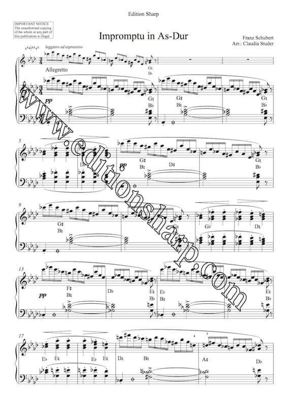 SCHUBERT Franz : Impromptu Ab Major - Ar. STUDER Claudia - Image 2