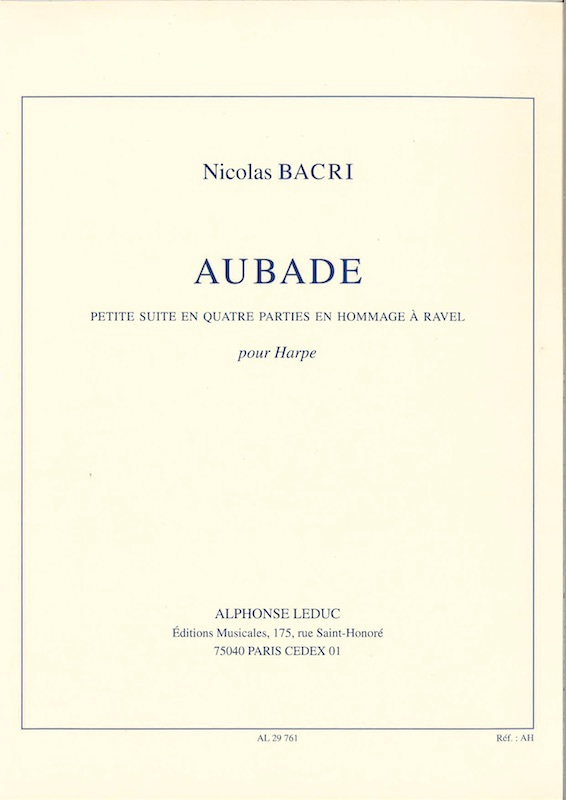 BACRI Nicolas : Aubade pour Harpe