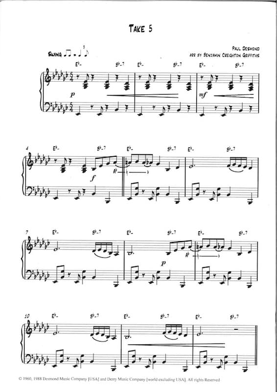 DESMOND Paul : Take Five (pedal harp) arr. Ben CREIGHTON-GRIFFITHS - Image 2