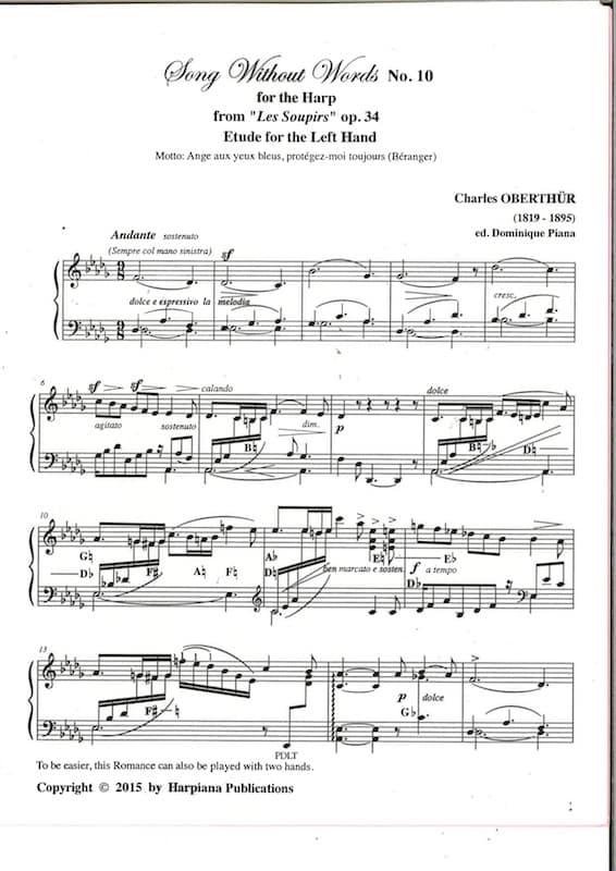 OBERTHÜR Charles: Ange aux yeux bleus (Song Without Words N°10) - aus: Les Soupirs op. 34 – Bild 2