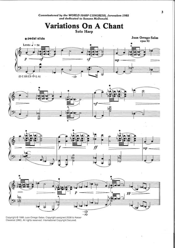 ORREGO-SALAS Juan : Variations on a Chant for solo Harp, op.92 – Bild 2