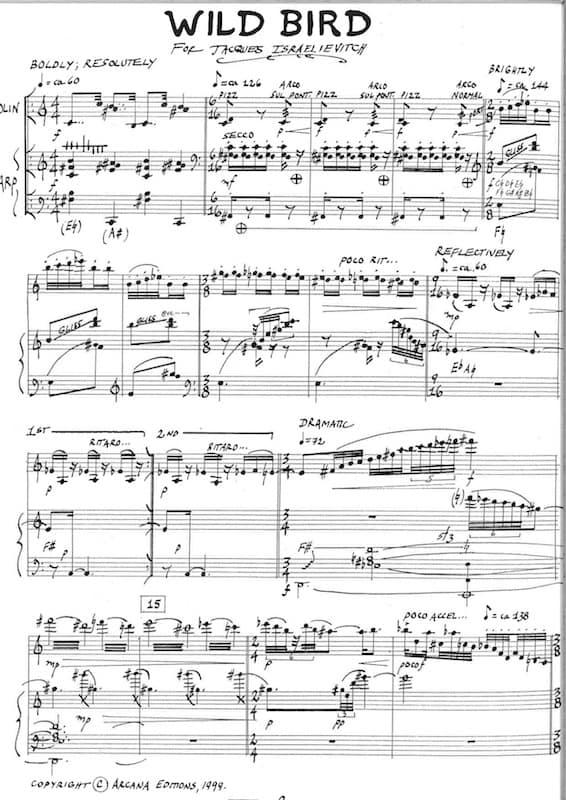 Murray SCHAFER: Wild Bird, for Violin and Harp - Image 2