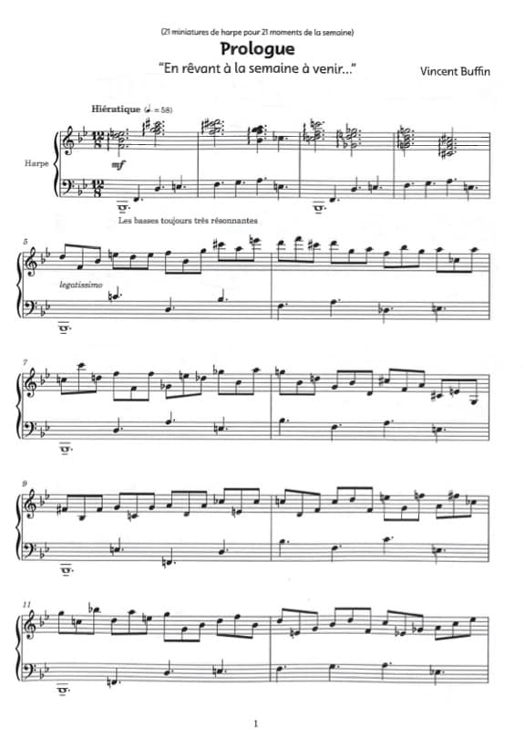 BUFFIN Vincent: 21 miniatures for harp