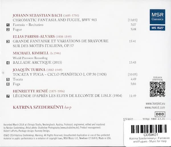 Katrina Szedernekenyi : Fantasias and Fugues - Music for Harp - Image 2